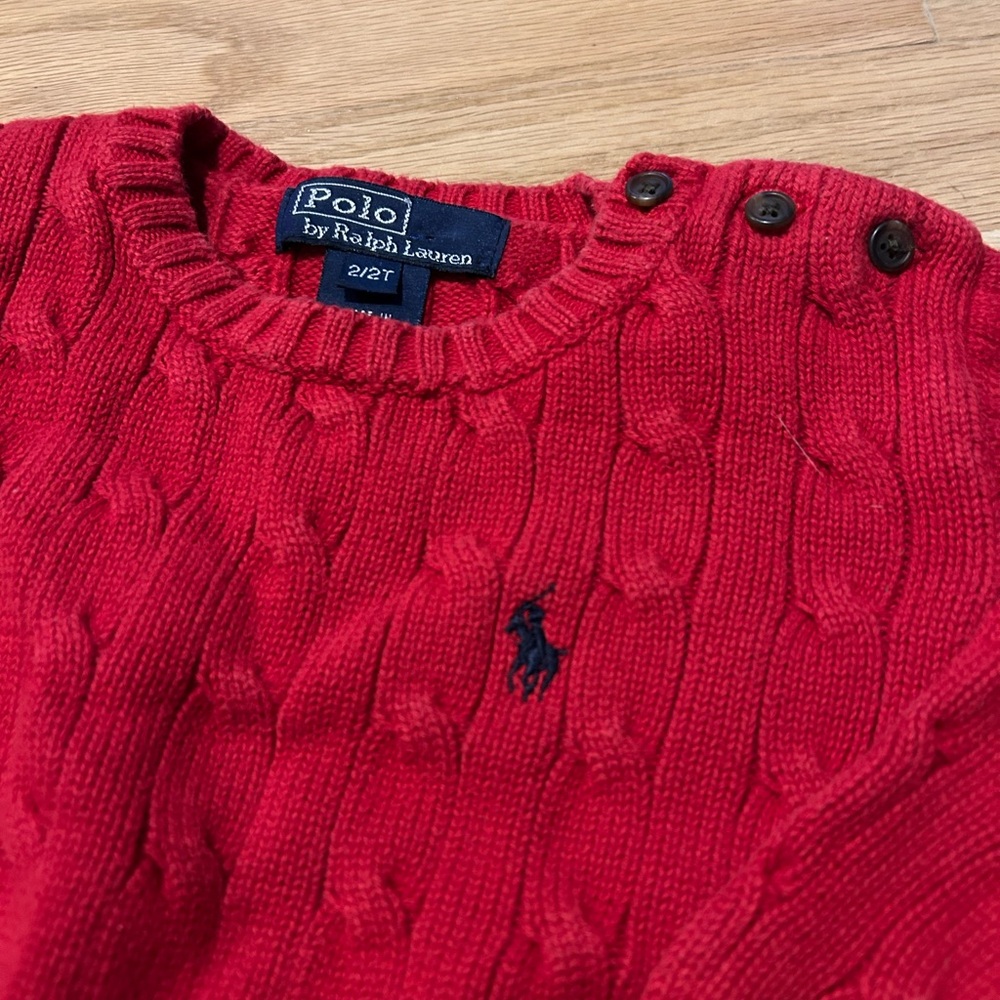 Polo Ralph Lauren Red Cable Knit Sweater - Picture 2 of 3